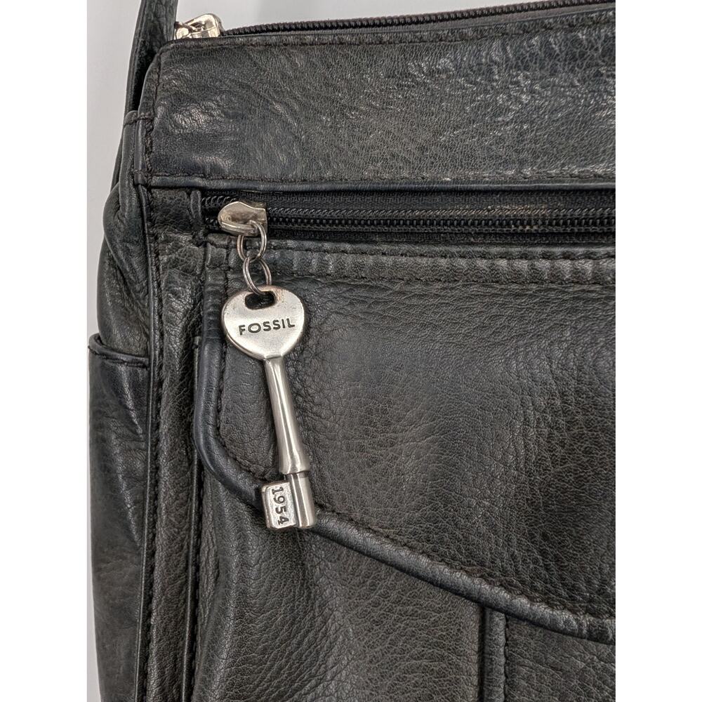 Fossil Black Leather Crossbody Bag #75082 Organizer Work Career Office ** - Picture 3 of 10